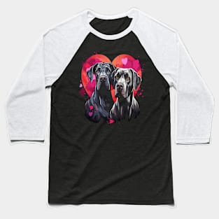 Great Dane Couple Valentine Baseball T-Shirt